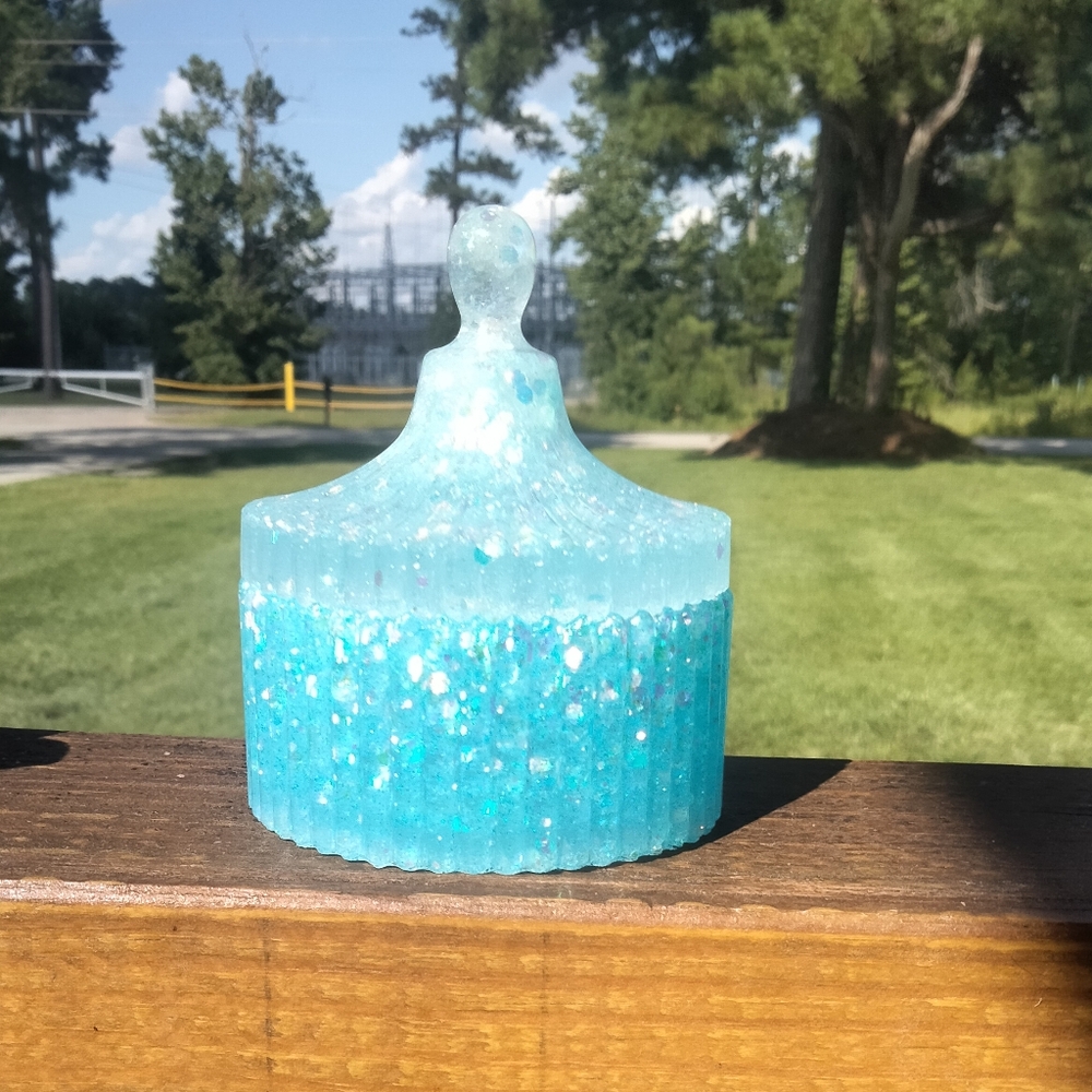Blue Textured Resin Jar